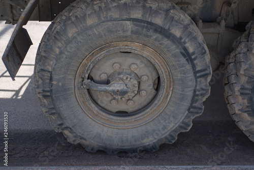 big gray wheel on a lorry