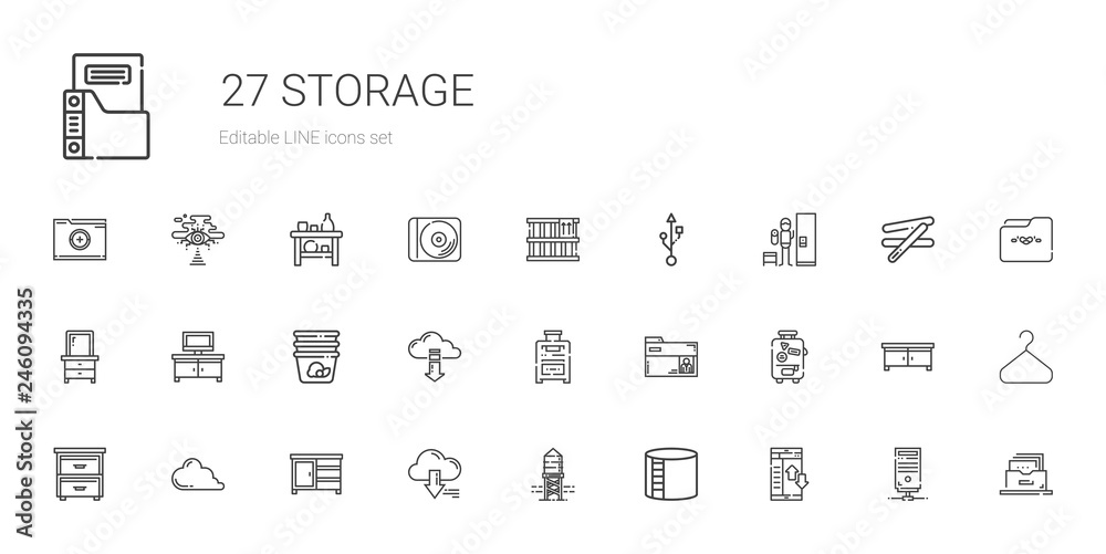 storage icons set storage icons set