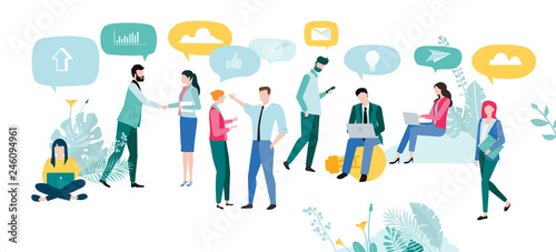 People communicate for work, study, use online technology and increase efficiency.
