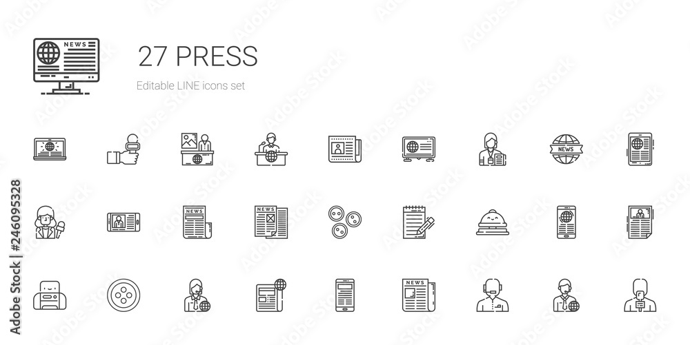 press icons set press icons set