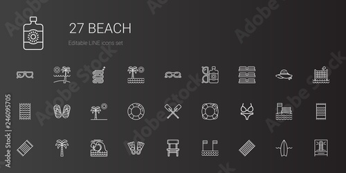 beach icons set