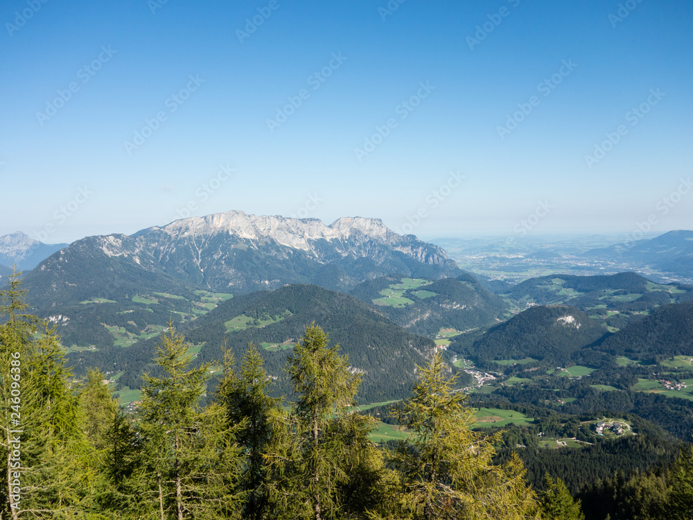 Panoramic view of valley in the Bavarian Alps