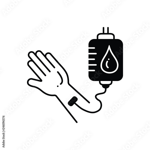 Black solid icon for blood transfusion 