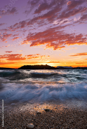 Sunrise on the bay of Nidri in Lefkas island