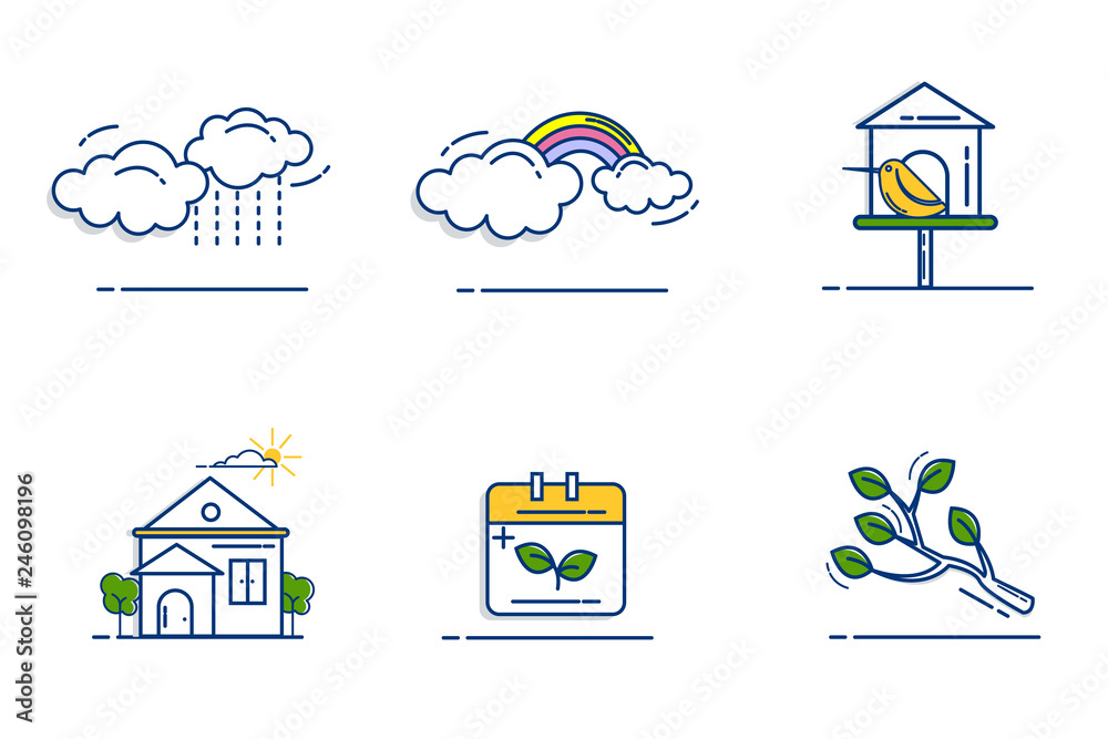 Gardening Icons Set with Outline Filled Style