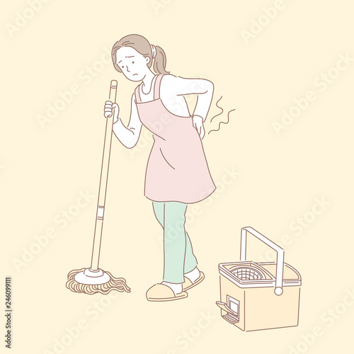 Woman mopping the floor