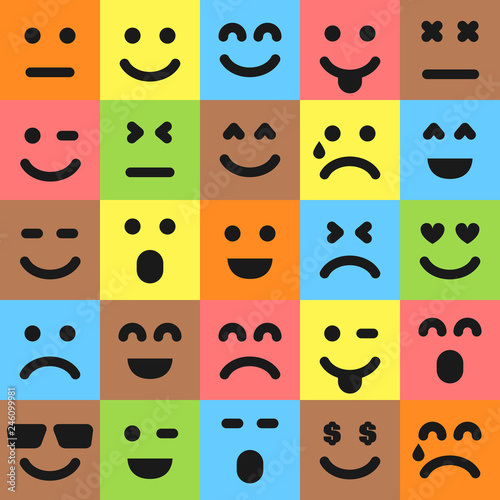 Set of twenty five colorful emoticons