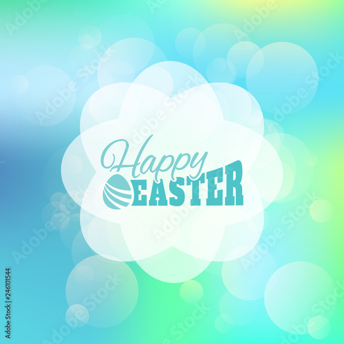 Vector Happy Easter text logo on bokeh texture