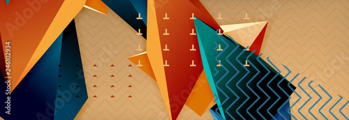 3d triangular shapes geometric background. Origami style pattern with triange shapes for decorative design. Poster design. Line design. Modern presentation template