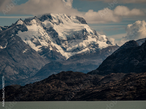 View of Patagonian Andes Mountains from the Water