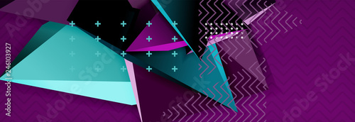 3d triangular shapes geometric background. Origami style pattern with triange shapes for decorative design. Poster design. Line design. Modern presentation template