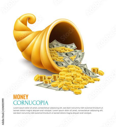 Money Cornucopia Realistic Design Concept photo