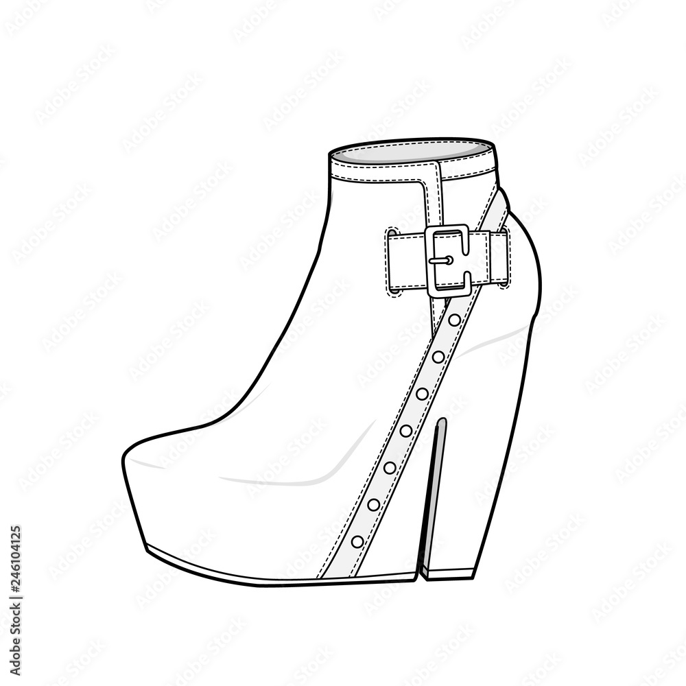 Shoes Fashion flat technical drawing vector template Shoes Fashion flat technical drawing vector template