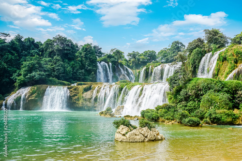 Detian Falls in Guangxi, China and Banyue Falls in Vietnam.. photo