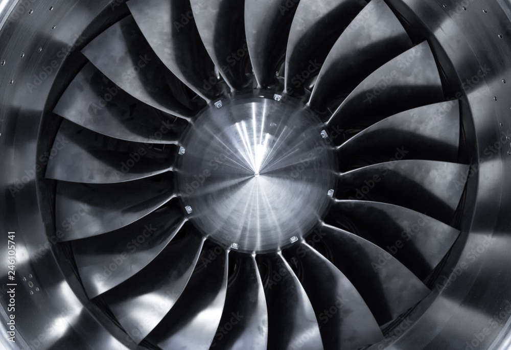 Fototapeta premium Jet Engine, Turbine blades of airplane