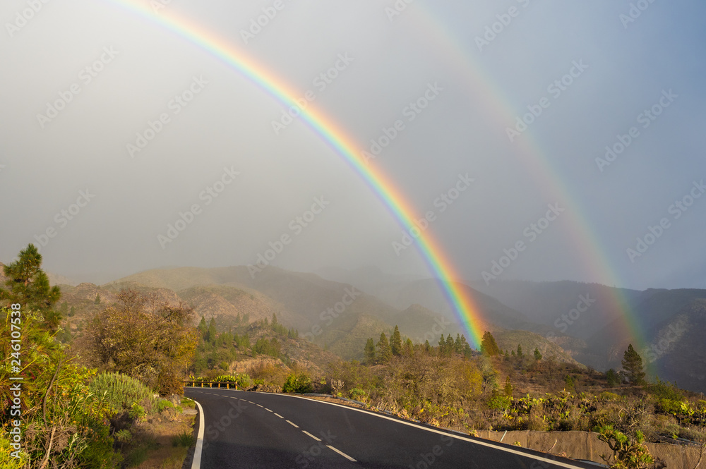 Double rainbow on Tenerife island, Spain