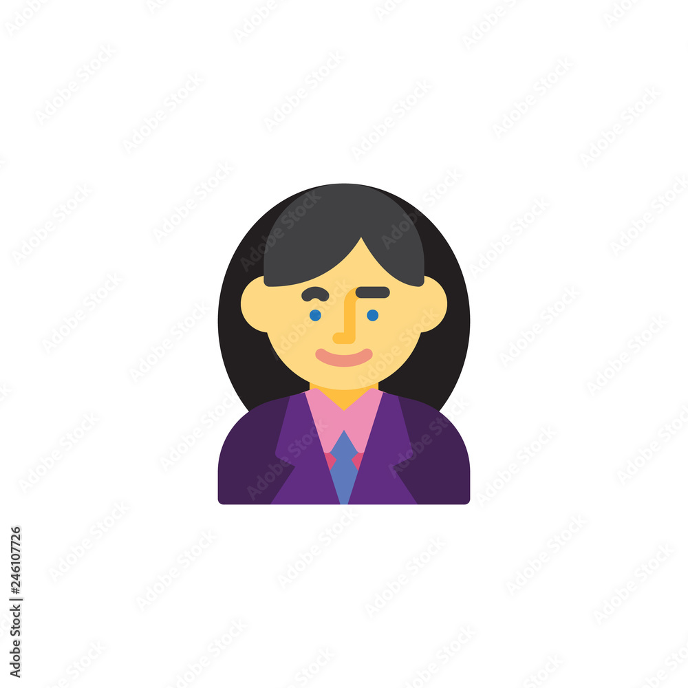 Business woman avatar character flat icon, vector sign, colorful pictogram isolated on white. Woman office worker symbol, logo illustration. Flat style design Business woman avatar character flat icon, vector sign, colorful pictogram isolated on white. Woman office worker symbol, logo illustration. Flat style design