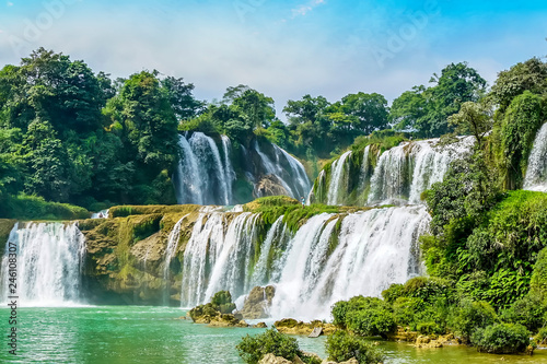 Detian Falls in Guangxi  China and Banyue Falls in Vietnam..