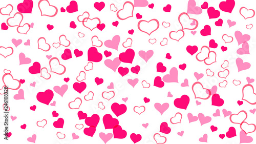 Wallpaper Mural A sample of wallpaper design, textiles, packaging, printing, holiday invitation for wedding. Red on White background Vector. Red hearts of confetti crumbled. Happy background. Torontodigital.ca