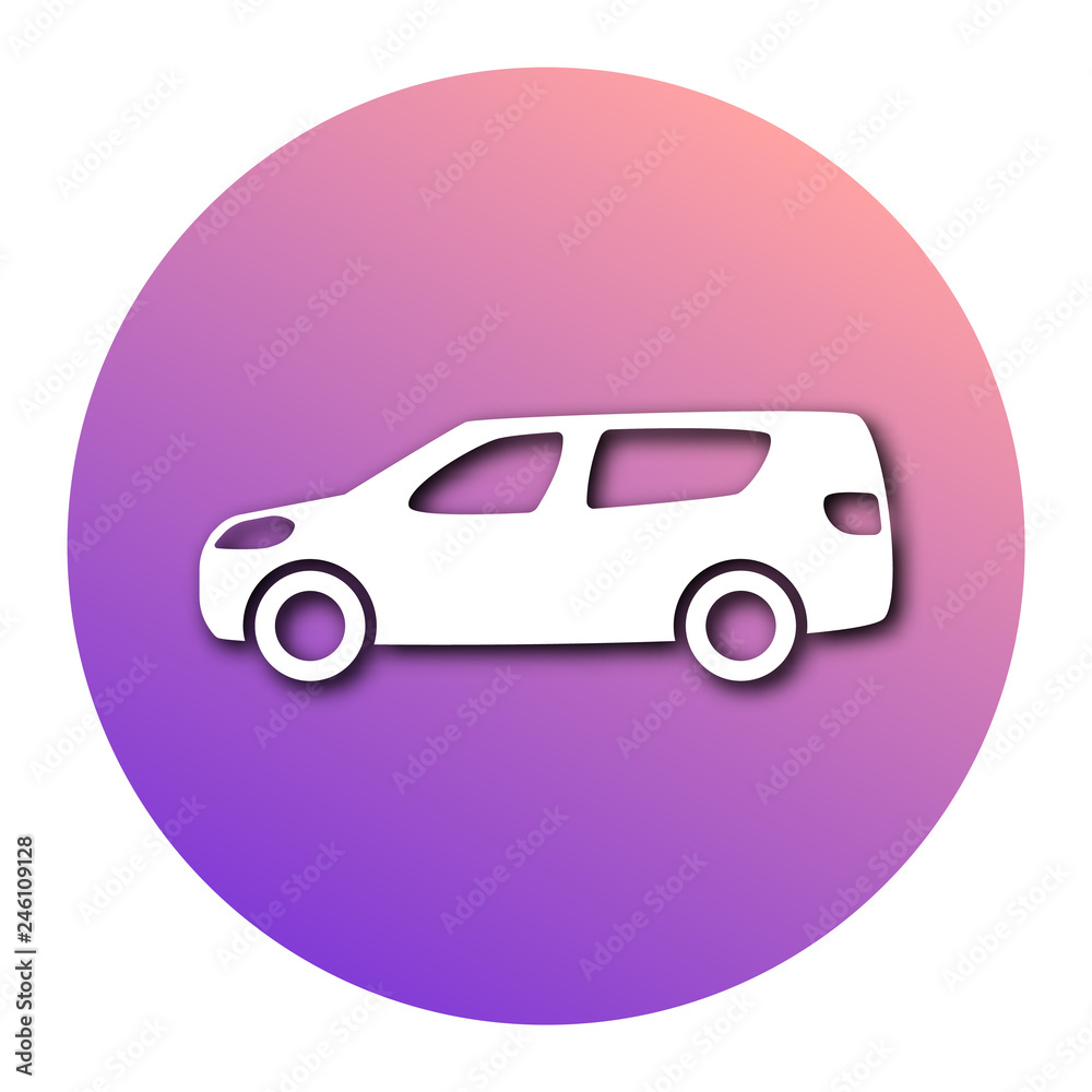 White car in circle with modern gradient
