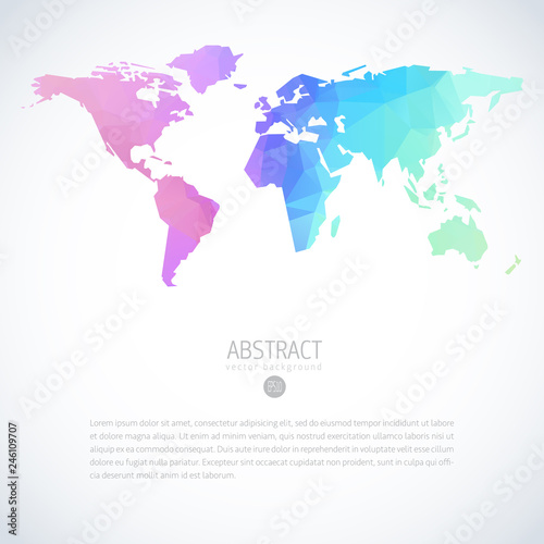 Vector global world map with modern triangle pattern. Cool infographic template on isolate white background