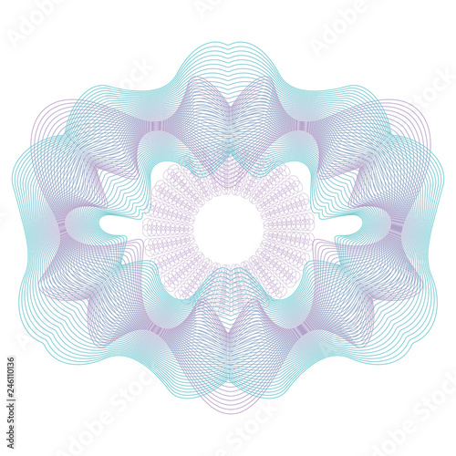 Round decorative rosette.Guilloche for money, certificates, diplomas. Vector.
