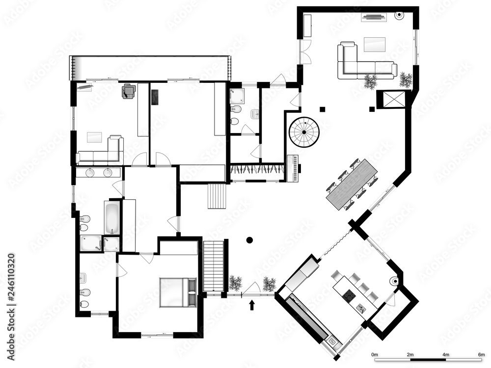 2d Floor Plan Black white Floor Plan Stock Illustration Adobe Stock 2d-floor-plan-black-white-floor-plan-stock-illustration-adobe-stock
