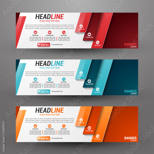 Three banners business with abstract background