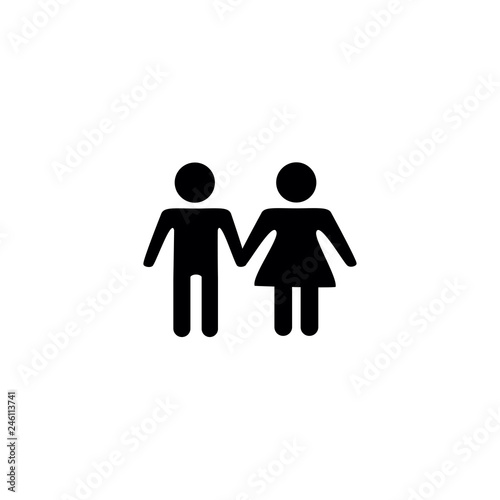 happy kids holding hands, children Outline Vector