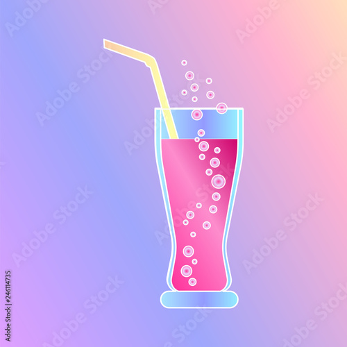 a glass of soda water. colorful gradient vector illustration