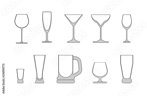 set of wine glasses. vector illustration on white background