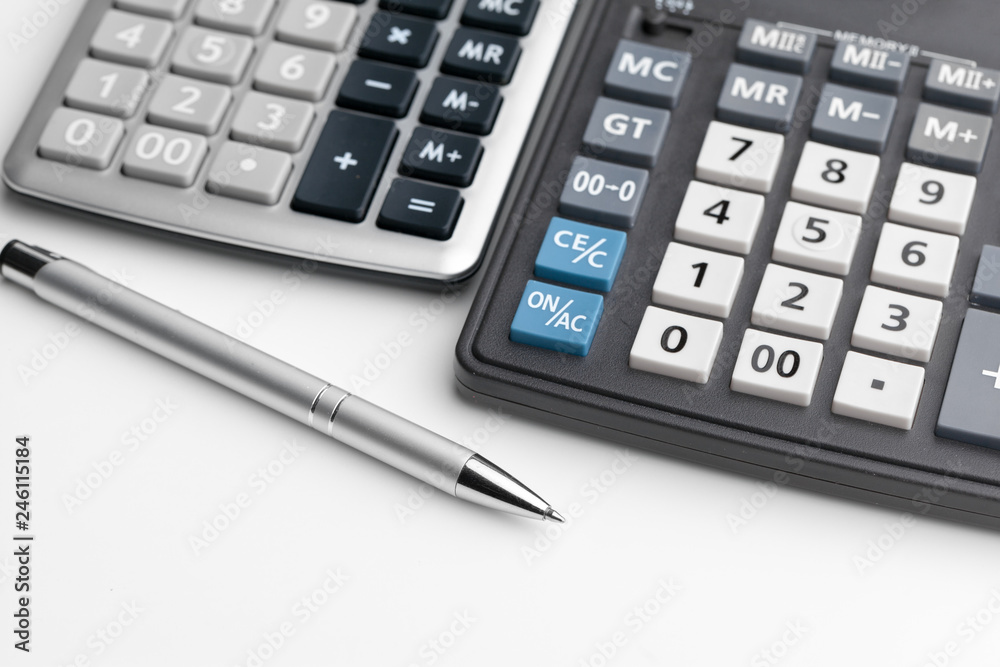 Business still life with calculator on table in office. Business still life with calculator on table in office.