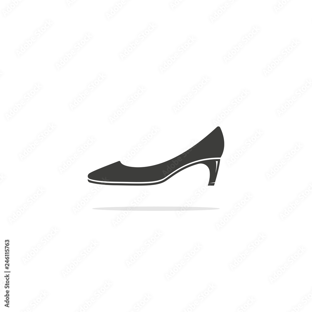 Monochrome vector illustration of a women's shoe, isolated on a white background. Monochrome vector illustration of a women's shoe, isolated on a white background.