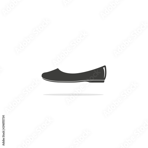 Monochrome vector illustration of a women's shoe, isolated on a white background.