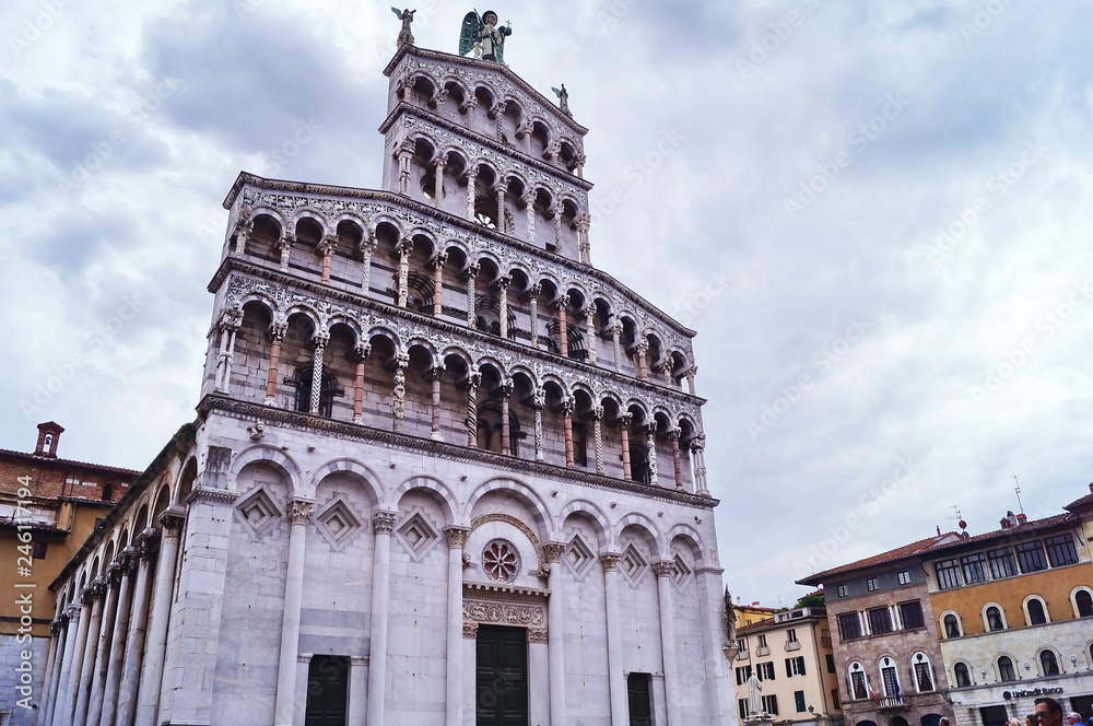 Facade of Church of San Michele in Foro, Lucca, Tuscany, Italy