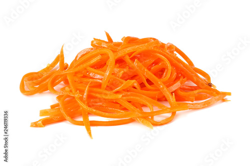 Korean pickled carrots salad isolated on white background