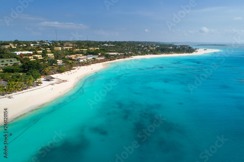 sand coast and blue sea on Zanzibar