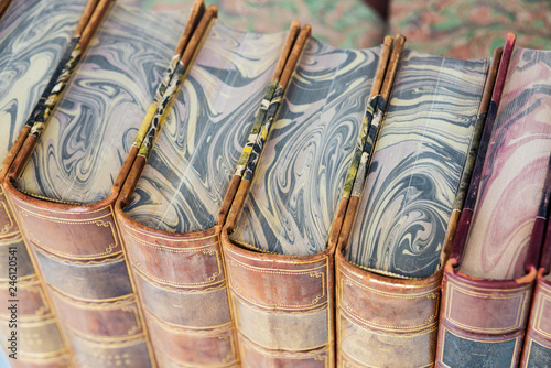 Antique books, close-up, to...