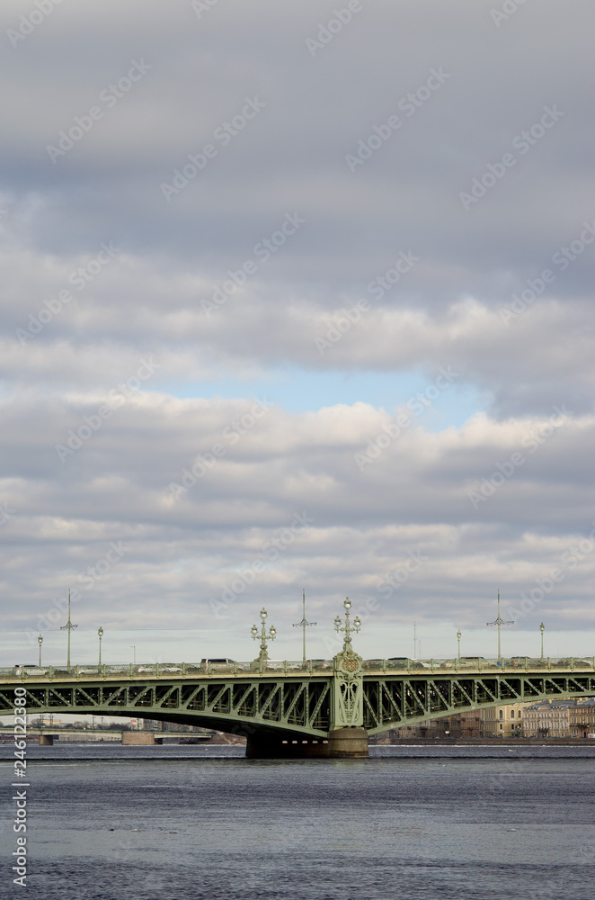 Trinity Bridge across the Neva river in Saint Petersburg, Russia