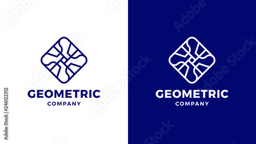Geometric Logotype template, positive and negative variant, corporate identity for brands, blue product logo