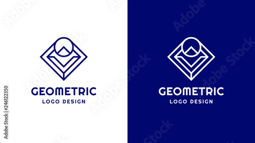 Geometric Logotype template, positive and negative variant, corporate identity for brands, blue product logo