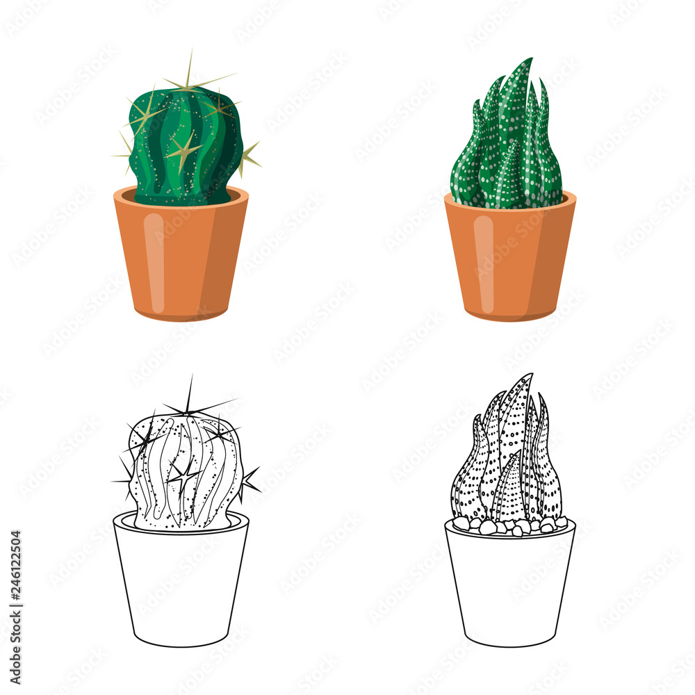 Vector design of cactus and pot icon. Set of cactus and cacti vector icon for stock. Vector design of cactus and pot icon. Set of cactus and cacti vector icon for stock.