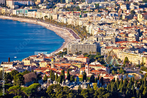 City of Nice and Promenade des Anglais waterfront aerial view