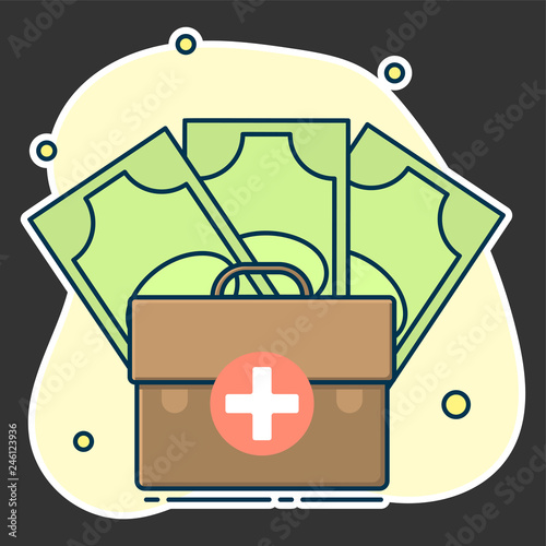medical set, paid online doctor and corruption concept, home help call