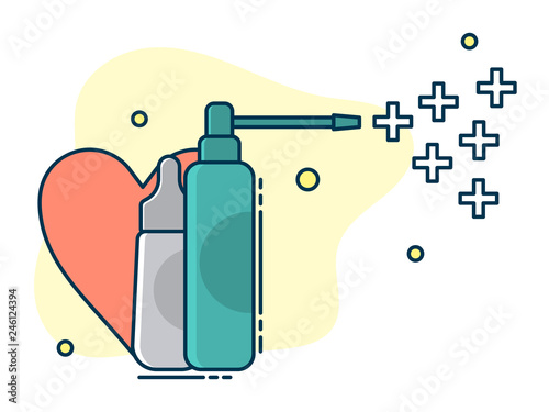 medical set, concept spray for throat or gum and teeth care