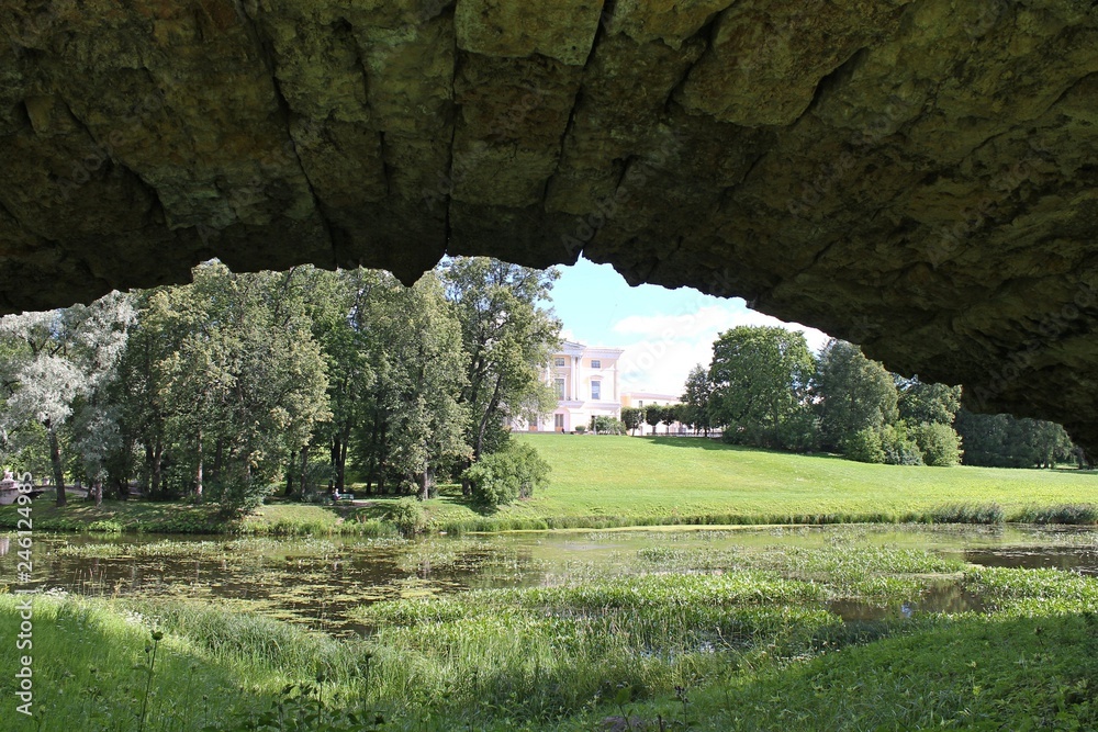 Under the humpbacked bridge. Pavlovsky Park. The city of Pavlovsk. 