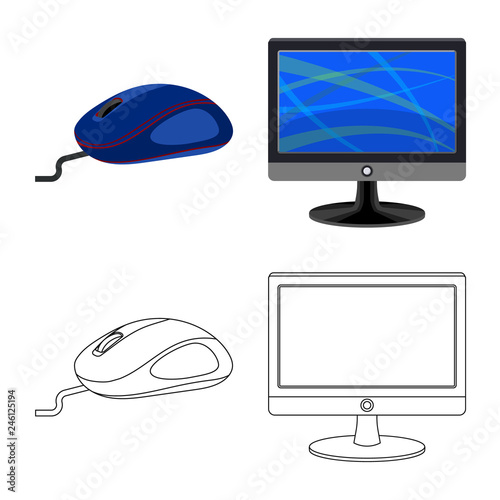 Vector design of laptop and device logo. Set of laptop and server stock vector illustration.