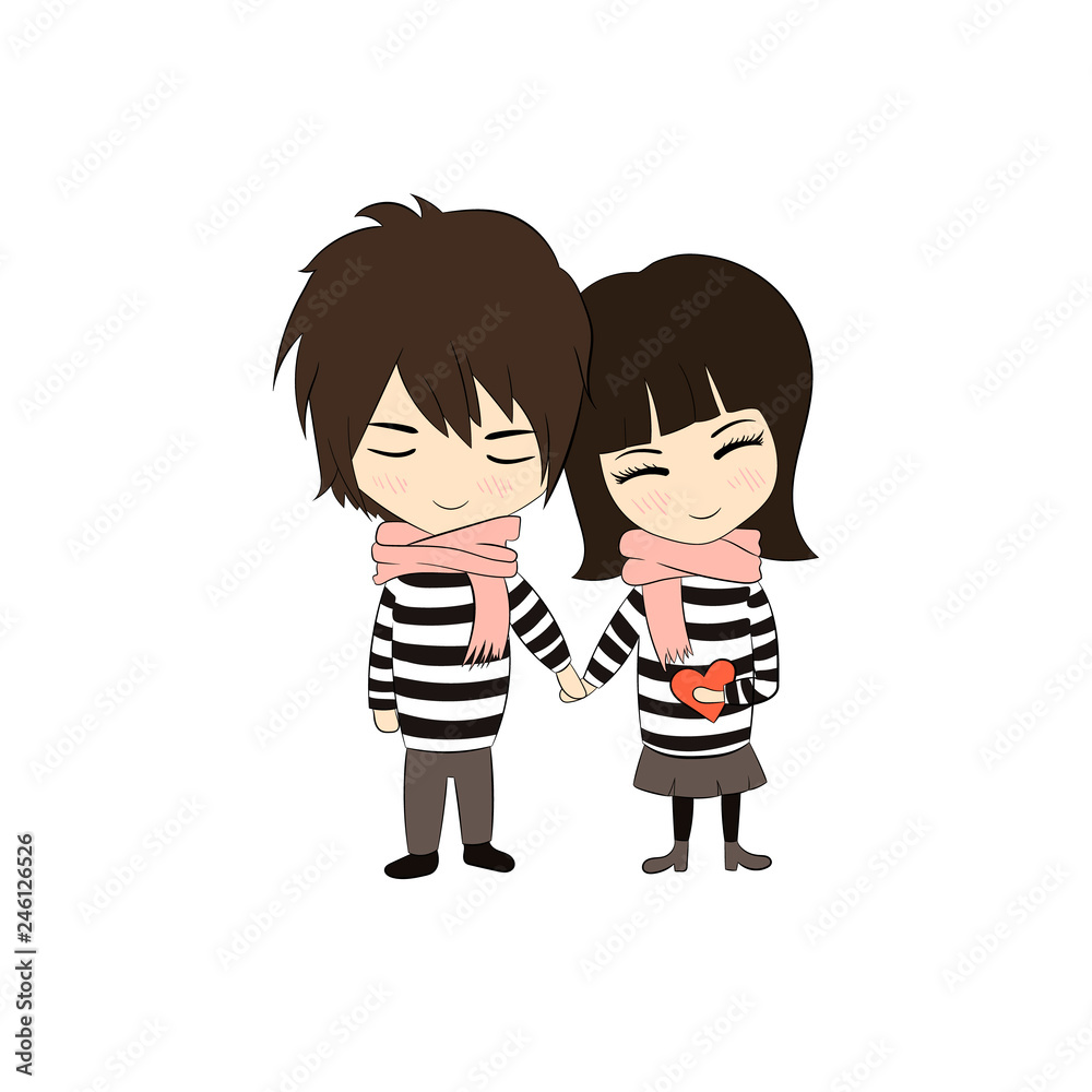 Vector Cartoon Couple, Characters Illustration Isolated on White  Background. Stock Vector | Adobe Stock