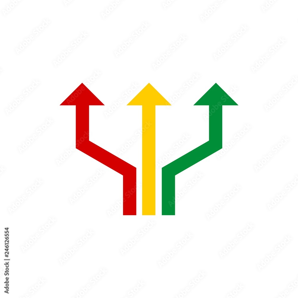 Road choice icon or logo, Arrow sign Road choice icon or logo, Arrow sign