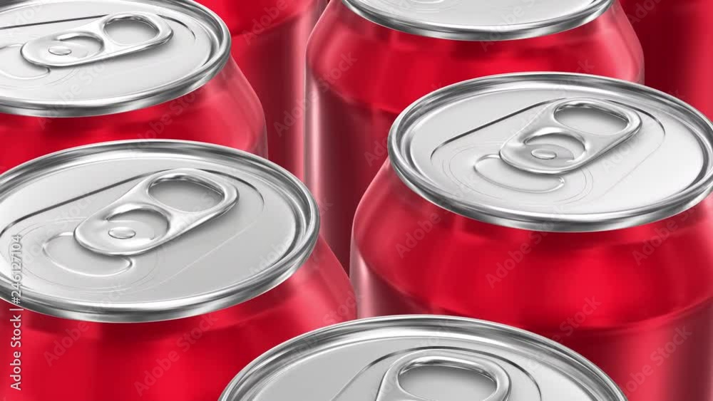 UHD looping 3D animation of the red aluminum soda cans UHD looping 3D animation of the red aluminum soda cans